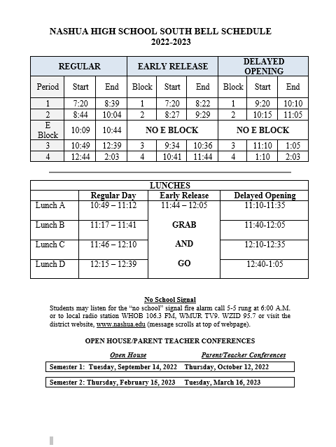 Bell Schedule 